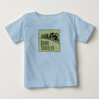 Geborene Traveller Illustration Gelber Hintergrund Baby T-shirt