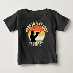 Geborene Wiedergabe eines lauten Trumpet Retro-Mus Baby T-shirt