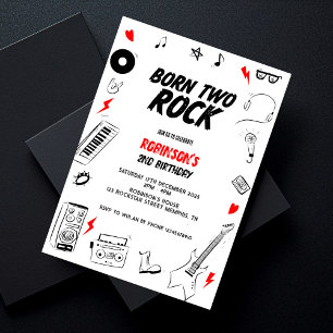 Geborenen zwei Rock Schwarz-weiß Rock Star 2. Gebu Einladung