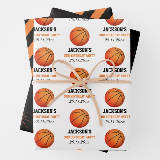 Geborener Ball Basketball Geburtstag Geschenkpapier Set (Beispiel)
