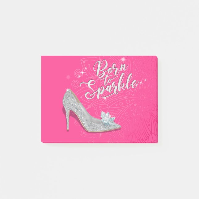 Geborener bis Sparkle Aschenputtel Slipper Shoe Gl Post-it Klebezettel (Vorderseite)