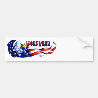 Geborener freier kahler Adler und USA-Flagge Autoaufkleber