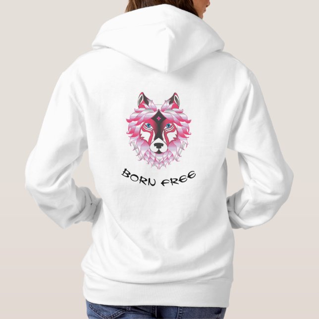 Geborener Freier Wolf Hoodie (Rückseite)