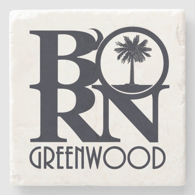 GEBORENER Greenwood South Carolina Stone Untersetz Steinuntersetzer (Vorderseite)