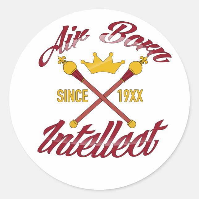 GEBORENER INTELLECT-STICKER RUNDER AUFKLEBER (Vorderseite)