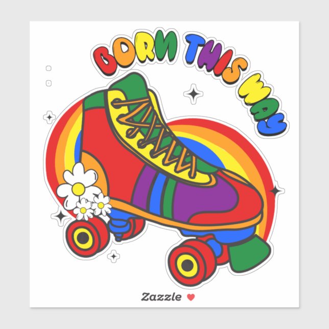 Geborener Regenbogen-Skate Aufkleber (Blatt)