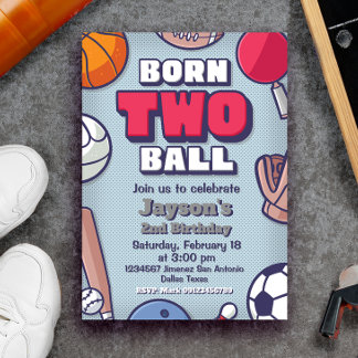 Geborener Zwei-Ball - 2. Geburtstagskind Einladung