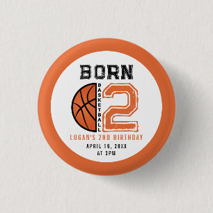 Geborenes 2-Ball-Basketball 2. Party zum Geburtsta Button
