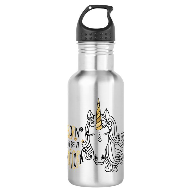 Geborenes Einhorn Edelstahlflasche (Vorderseite)