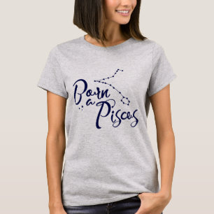 "Geborenes Fisch" Tierkreis-typografisches Kleid T-Shirt