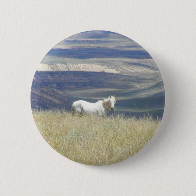Geborenes freies wildes Mustang-Pferd Button (Vorderseite)