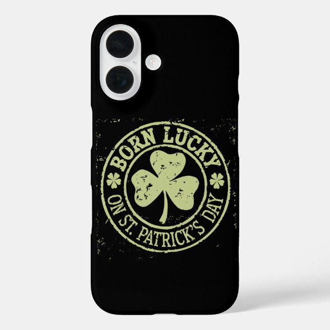 Geborenes Glück am St. Patrick's Day iPhone 16 Hülle (Rückseite)