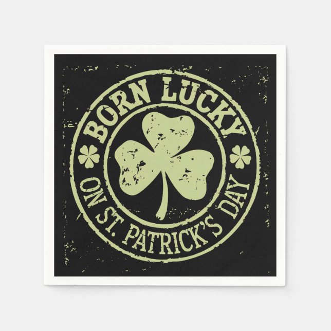 Geborenes Glück am St. Patrick's Day Serviette (Vorderseite)