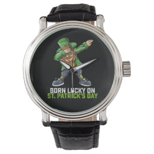 Geborenes Glück am St. Patrick's Day zum Geburtsta Armbanduhr