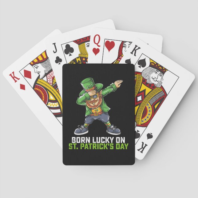 Geborenes Glück am St. Patrick's Day zum Geburtsta Spielkarten (Rückseite)