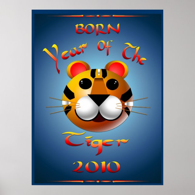 Geborenes Jahr der Tigerausdruck Poster (Vorne)