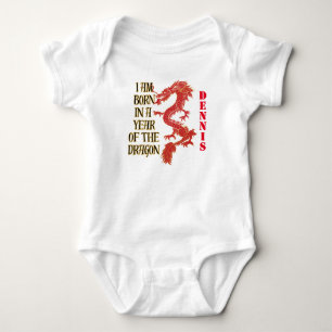 GEBORENES Jahr des Drachens VERTIKALER NAME Baby Strampler
