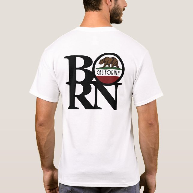 GEBORENES Kalifornien (Back Print) T-Shirt (Rückseite)