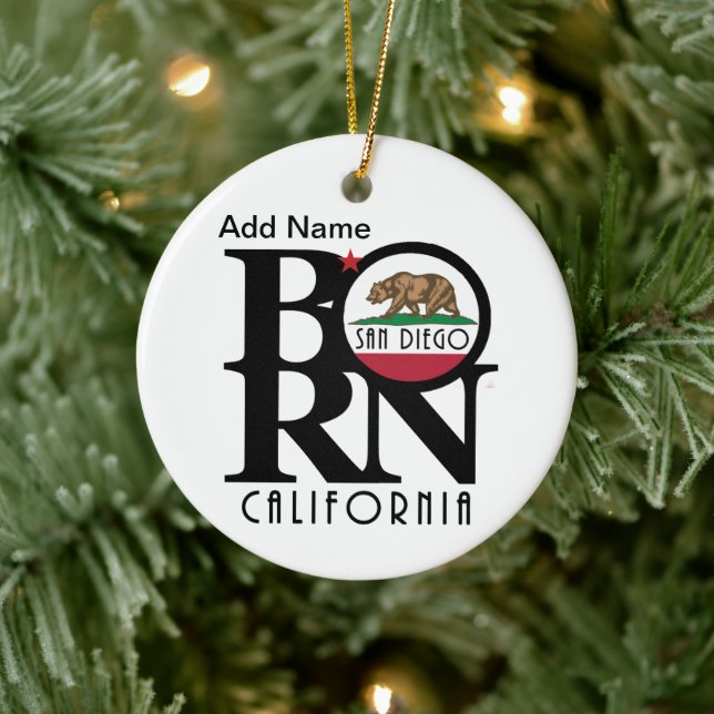 GEBORENES San Diego individuell anpassbar Keramik Ornament (Baum)