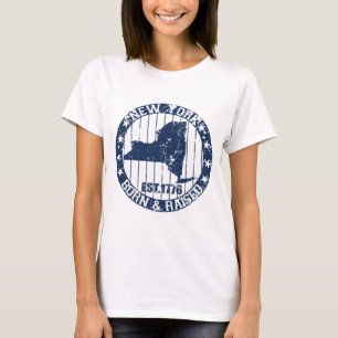 geborenes und angehobenes New York dunkelblau T-Shirt