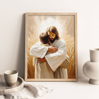 Geborgen bei Ihm, Christliche Kunst, Jesus umarmt Poster