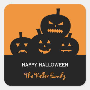 Geborgene Pumpkins Halloween-Geschenkanhänger Stic Quadratischer Aufkleber