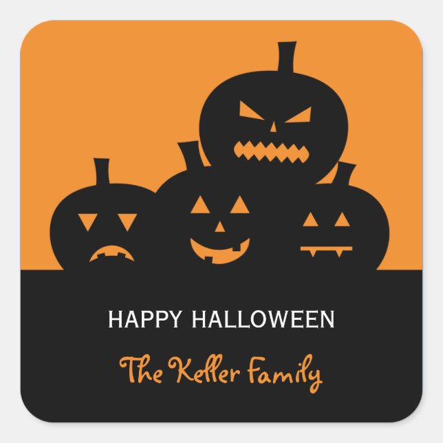 Geborgene Pumpkins Halloween-Geschenkanhänger Stic Quadratischer Aufkleber (Vorderseite)
