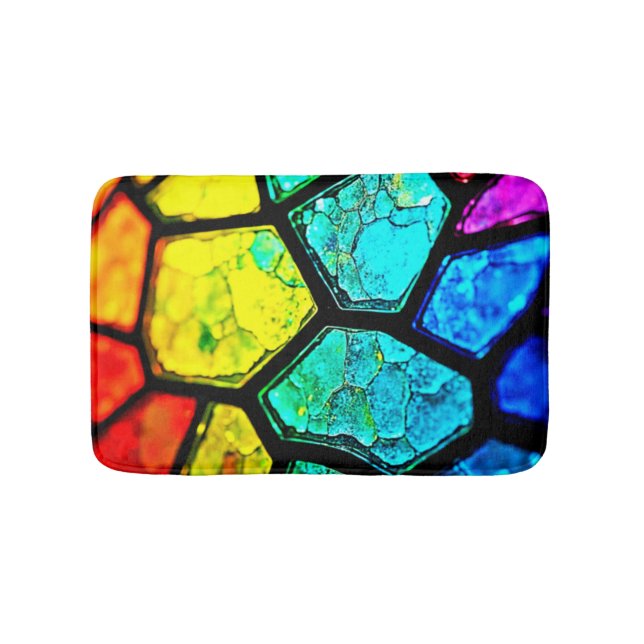 Geborstene Regenbogen-Glasmalerei-Kunst Badematte (Vorderseite)