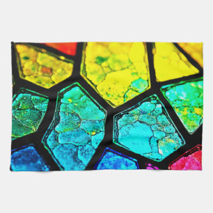 Geborstene Regenbogen-Glasmalerei-Kunst Geschirrtuch