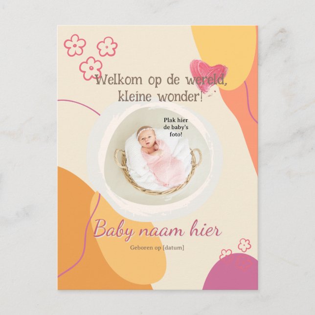 Gebortekaartje voor de kleine Staunen Einladungspostkarte (Vorderseite)