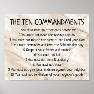 Gebot-Bibel-Zeichen TAN-Marmor-zehn Poster