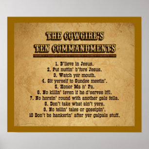 Gebote des Cowgirl-zehn Poster