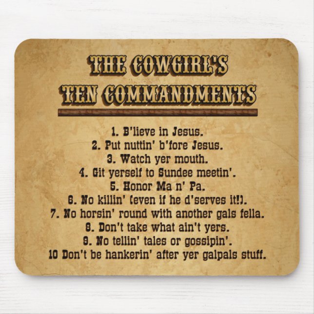 Gebote MOUSEPAD des Cowgirl-10 (Vorne)