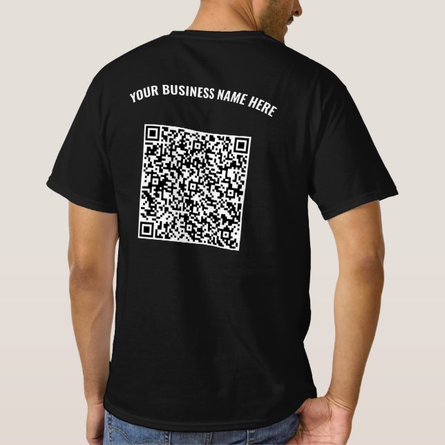 Gebrandete Geschäftsname und QR-Code T-Shirt Beisp (Rückseite)