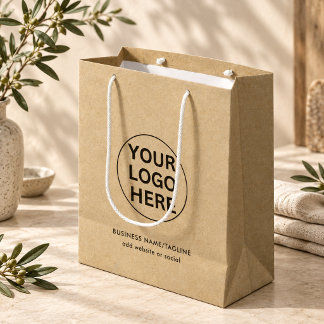 Gebrandetes Logo l Saubere Kraft Rustikale Profess Mittlere Geschenktüte