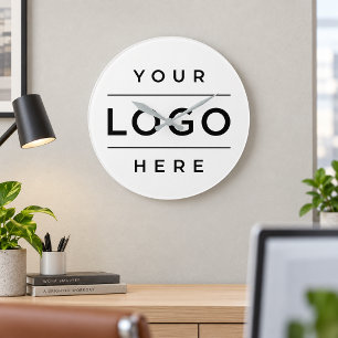 Gebrandetes weißes Geschäftslogo-Büro Große Wanduhr