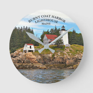 Gebrannte Mantel-Hafen-Leuchtturm-Maine-Wanduhr Runde Wanduhr