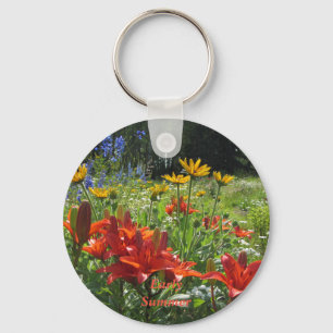 Gebrannte orange Lilien, Frühsommer-Gärten Schlüsselanhänger