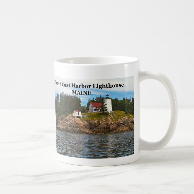 Gebrannter Mantel-Hafen-Leuchtturm, Maine-Tasse Kaffeetasse (Rechts)
