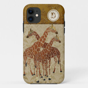 Gebrannter orange Giraffen-Golddamast iPhone Case-Mate iPhone Hülle
