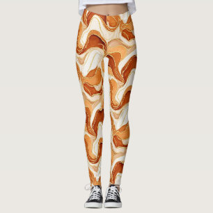 Gebrannter Sienna-Gold-Marmor-Abstrakt Fluid Leggings
