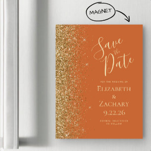 Gebranntes Orange-Gold Save-the-Date Magnetkarte