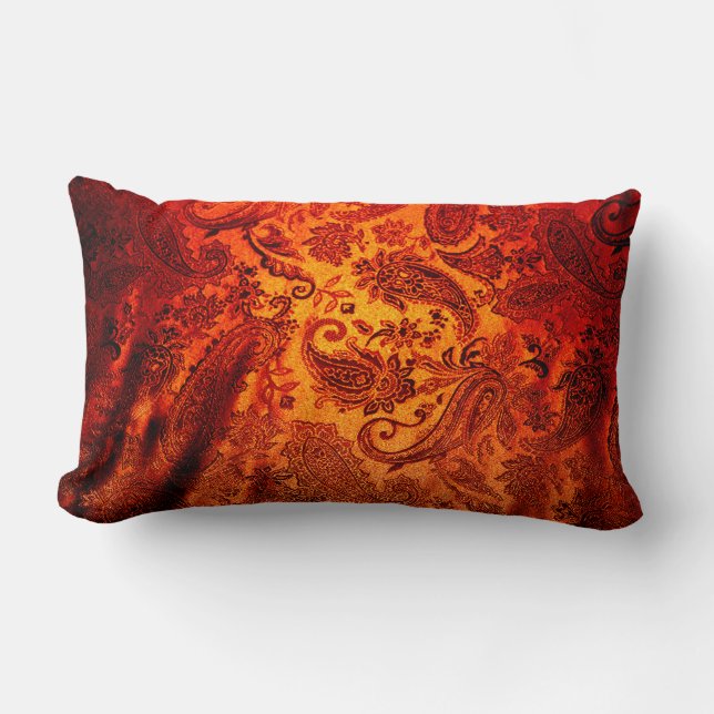 Gebranntes orange Paisley Lendenkissen (Vorderseite)