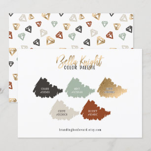 Gebranntes Sienna Grün Beige & Gold Farbpalette Ka Einladung