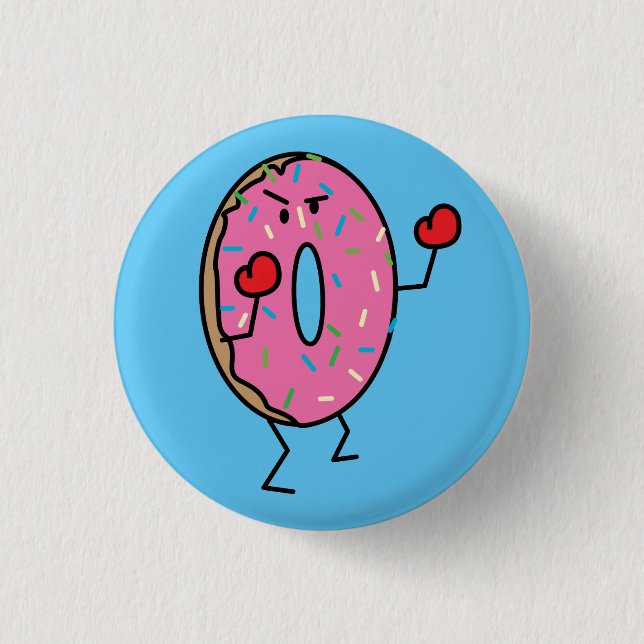 Gebratener Teigzucker des Krapfen-Boxer-Kämpfers Button (Vorderseite)