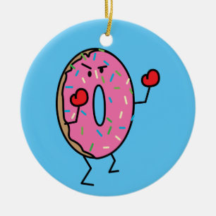 Gebratener Teigzucker des Krapfen-Boxer-Kämpfers Keramik Ornament