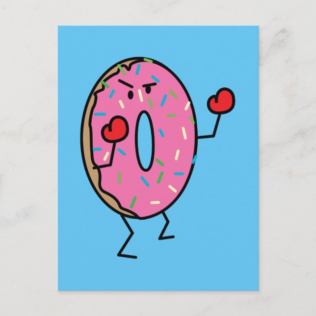 Gebratener Teigzucker des Krapfen-Boxer-Kämpfers Postkarte (Vorderseite)