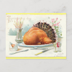 Gebratener Truthahn Vintage Tuck Erntedankfest Postkarte