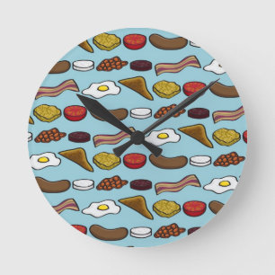 Gebratenes Frühstück Runde Wanduhr