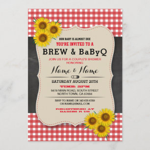 Gebräu und BABYQ Babyparty-rote Sonnenblume laden Einladung